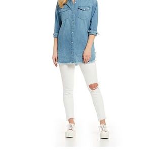 Levi's® 721 White High Rise Destructed Frayed Ankle Skinny Jeans